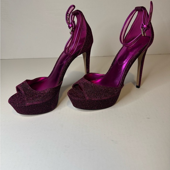 Aldo Fuchsia Glitter Platform Heels Size 6.5 - Picture 3 of 11